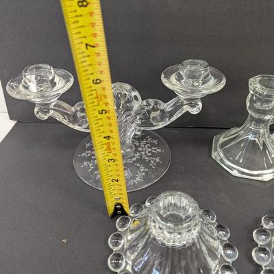 Vintage Crystal Candle Sticks Anchor Hocking Hobnail Boopie Fostoria Mayflower #10