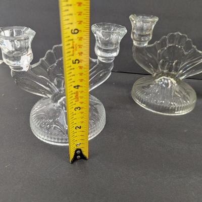 Vintage Candle Sticks Fostoria Midnight Rose Jeannette Iris & Herringbone Patterns #12