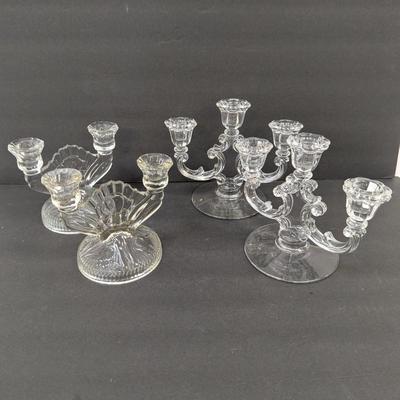 Vintage Candle Sticks Fostoria Midnight Rose Jeannette Iris & Herringbone Patterns #12