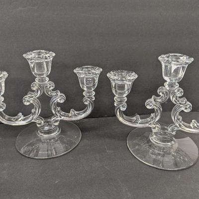 Vintage Candle Sticks Fostoria Midnight Rose Jeannette Iris & Herringbone Patterns #12
