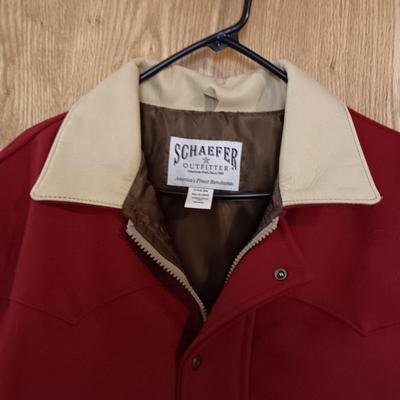 LADIES SCHAEFER OUTFITTER WOOL COAT W/LEATHER COLLAR (XL)