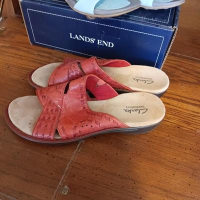 LIKE NEW LADIES LANDS' END AND CLARK'S SANDALS SIZE 9