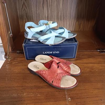 LIKE NEW LADIES LANDS' END AND CLARK'S SANDALS SIZE 9