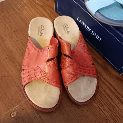 LIKE NEW LADIES LANDS' END AND CLARK'S SANDALS SIZE 9