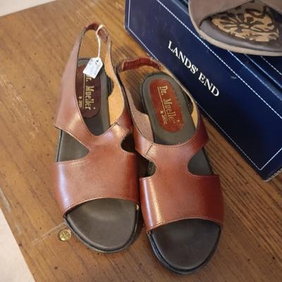 NEW LADIES LANDS' END SANDALS AND DR MUELLER LEATHER SANDALS