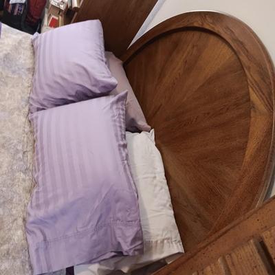 QUEEN SEALY EASE POWER ADJUSTABLE BED WITH CLEAN TEMPURPEDIC MATTRESS, LIGHTED BASSETT HEADBOARD AND WALL UNIT PLUS HANDMADE QUILT AND...