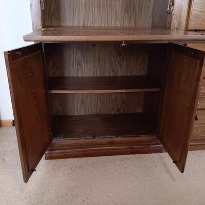 BASSETT 3 PIECE LIGHTED SECRETARY CABINET