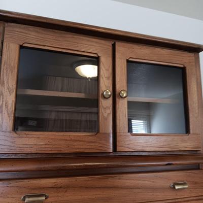 BASSETT 3 PIECE LIGHTED SECRETARY CABINET