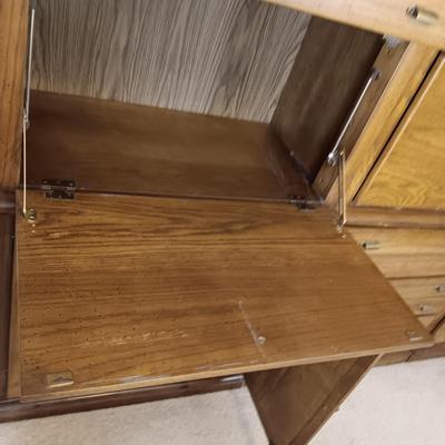 BASSETT 3 PIECE LIGHTED SECRETARY CABINET