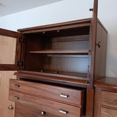 BASSETT 3 PIECE LIGHTED SECRETARY CABINET