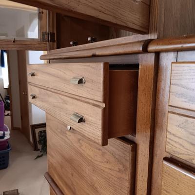 BASSETT 3 PIECE LIGHTED SECRETARY CABINET