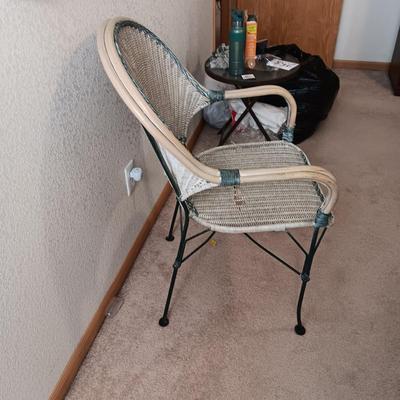 SIGNED AND NUMBERED PICTURE OF KAFFIR LILY AND A WICKER ARM CHAIR