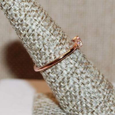 Size 8 Delicate RED Rectangle Stone Ring with Small Side Accents on a ROSE GOLD Band (1.2g)