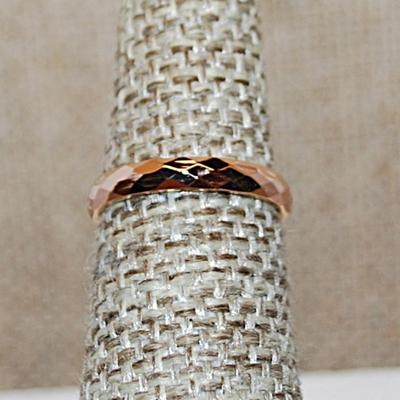 Size 5 Beveled Titanium Infinity Stainless Steel Ring on a ROSE GOLD Band (1.3g)