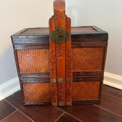 Antique Bamboo and Rattan Chinese Basket