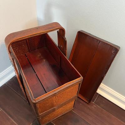 Antique Bamboo and Rattan Chinese Basket