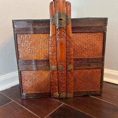 Antique Bamboo and Rattan Chinese Basket
