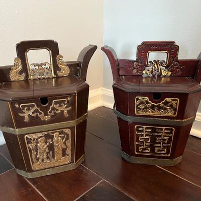 Two Antique Chinese Wedding Baskets