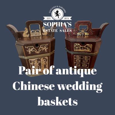 Two Antique Chinese Wedding Baskets