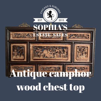 Antique Chinese Camphor Wood Chest Lid
