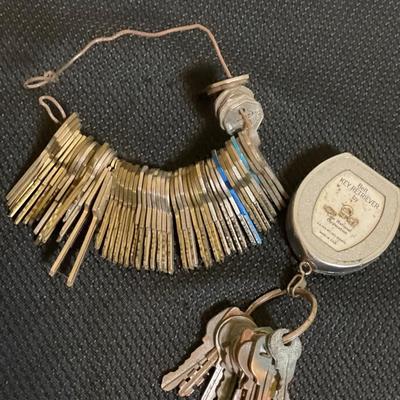 Vintage keys on key hooks