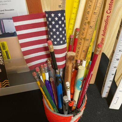 Yard sticks and office supplies