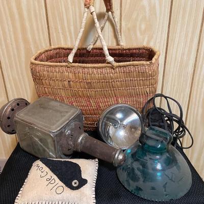 Basket of vintage items