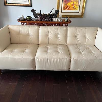 Chic Ivory Italian Leather Sofa