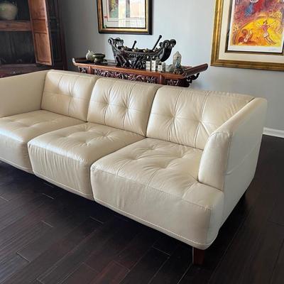 Chic Ivory Italian Leather Sofa