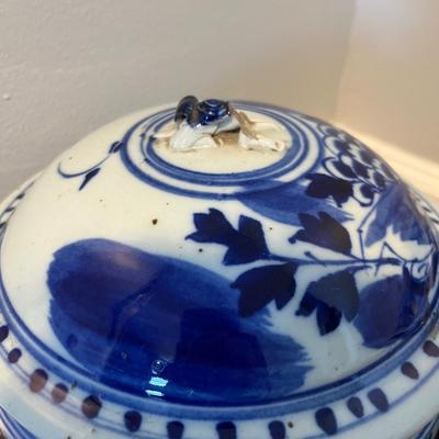 A Pair of Antique Chinese Blue and White Covered Jars