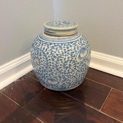 Antique Chinese Blue and White Covered Jar