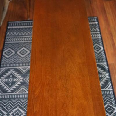 WEST ELM BRAND TEAK DINING ROOM SET W/ BEAUTIFUL GRAIN COLORS/ FOUR CHAIRS/BENCH /ONE LEAF