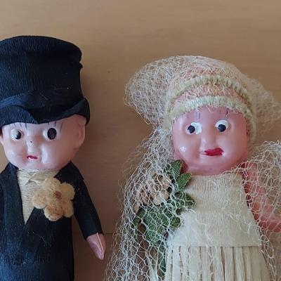 Vintage Celluloid Wedding Cake Toppers (B2-BBL)