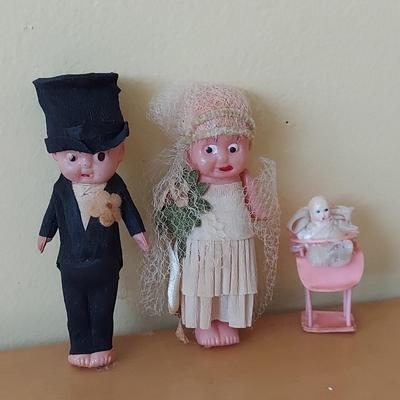 Vintage Celluloid Wedding Cake Toppers (B2-BBL)