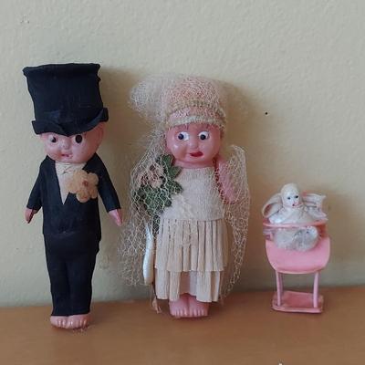 Vintage Celluloid Wedding Cake Toppers (B2-BBL)