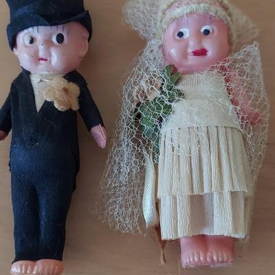 Vintage Celluloid Wedding Cake Toppers (B2-BBL)