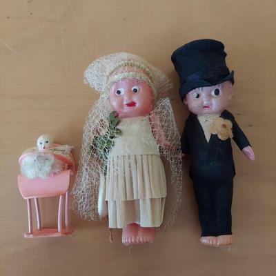 Vintage Celluloid Wedding Cake Toppers (B2-BBL)