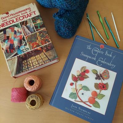 Needlecraft Books w/ Crochet and Embroidery Supplies (B2-BBL)