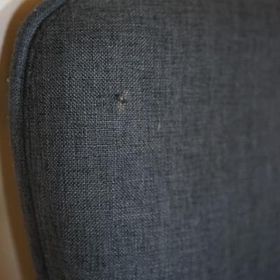 DARK BLUE BUTTERFLY STYLE BACK SIDE CHAIR W/ OTTOMAN