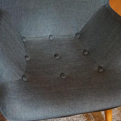 DARK BLUE BUTTERFLY STYLE BACK SIDE CHAIR W/ OTTOMAN