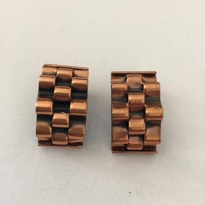 Renoir vintage copper clip on earrings