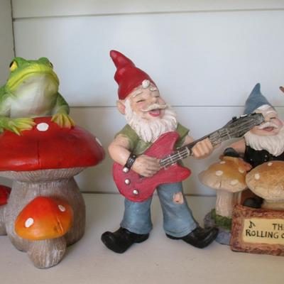 The Rolling Gnomes & Frog Garden Figures Approx 6" Tall