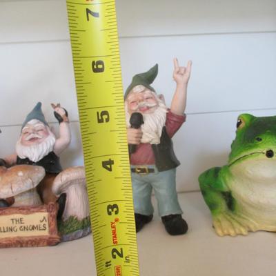 The Rolling Gnomes & Frog Garden Figures Approx 6" Tall
