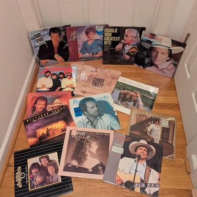 Assortment Of Records Various Artists Reba Randy Travis Conway Twitty Merle Haggard