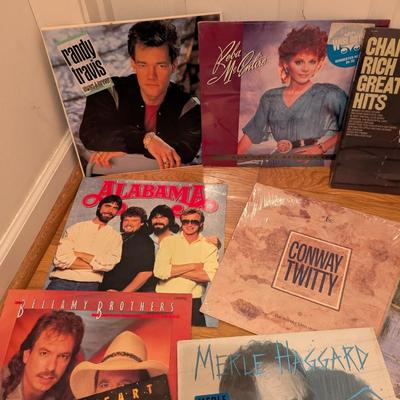 Assortment Of Records Various Artists Reba Randy Travis Conway Twitty Merle Haggard