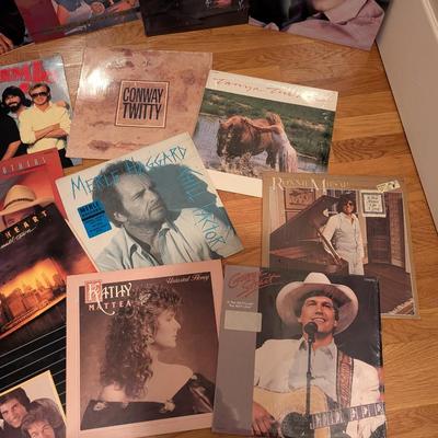 Assortment Of Records Various Artists Reba Randy Travis Conway Twitty Merle Haggard