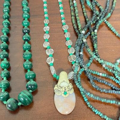 Pearl & Beaded Necklaces w/ Copper Cuff (K-SS)