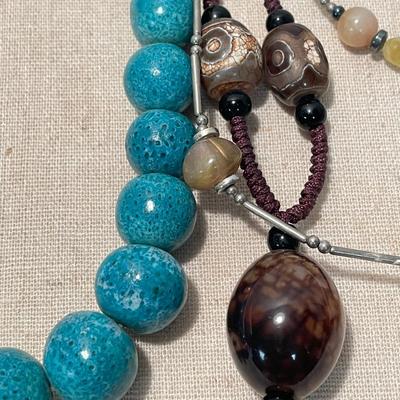 Pearl & Beaded Necklaces w/ Copper Cuff (K-SS)