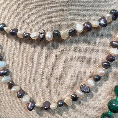Pearl & Beaded Necklaces w/ Copper Cuff (K-SS)