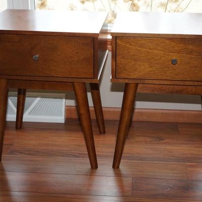 WEST ELM Teak SIDE TABLES W/ DRAWERS CLASSIC MCM DESIGN QUALITY CONSTRUCTION.